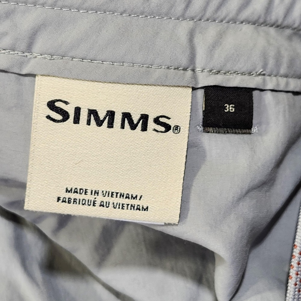 Simms Shorts Mens 36 Gray 8" Nylon Chino Lightweight Fishing Hiking Outdoor - Picture 3 of 10